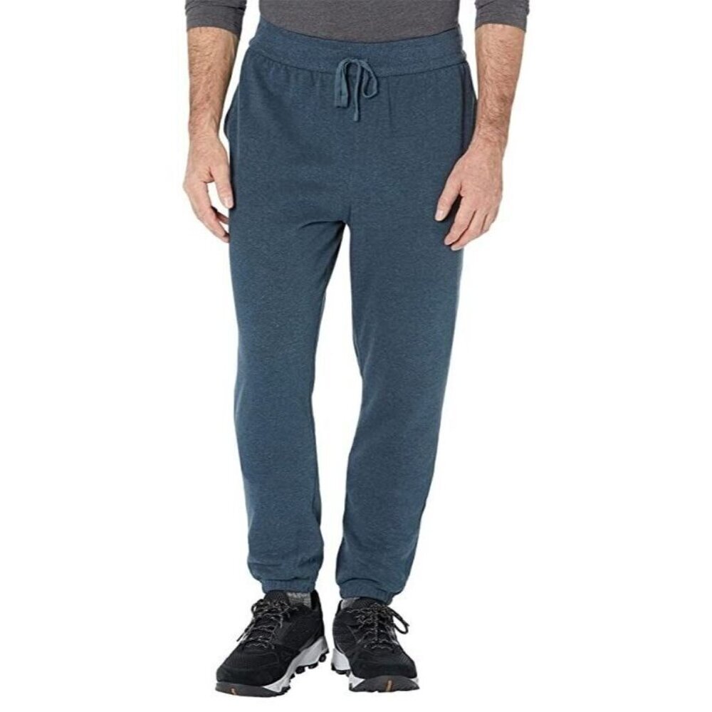 PrAna Cardiff Soft Fleece Sweatpants Small Dark Sky Heather Blue Hemp Stretch - Picture 1 of 7